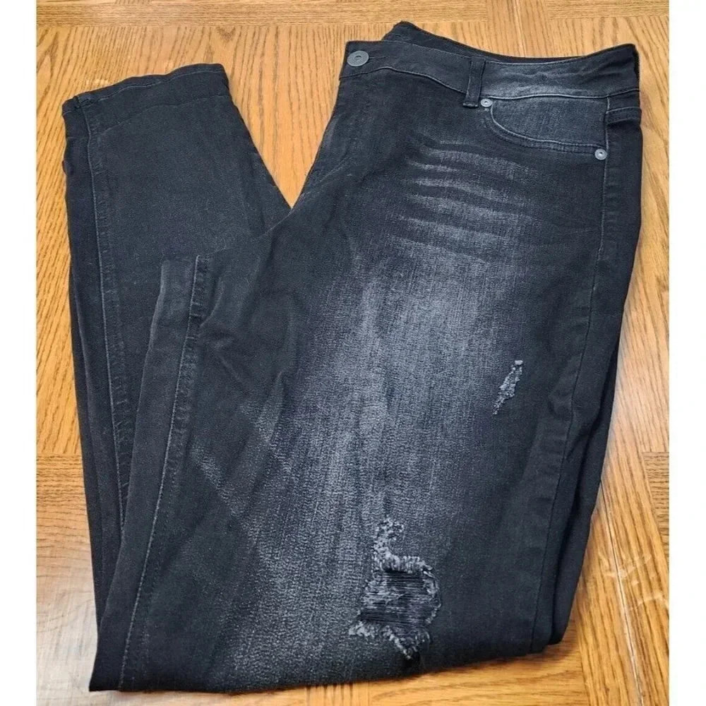Maurice's Black Distressed Denim Jeans Size XXL Regular